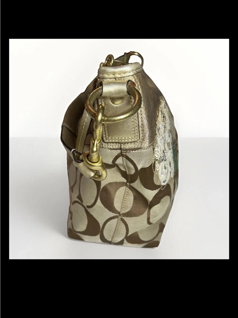 Coach 2008 Limited Edition Chrysanthemum Appliqué Shoulder Bag, Style: (#12200)
